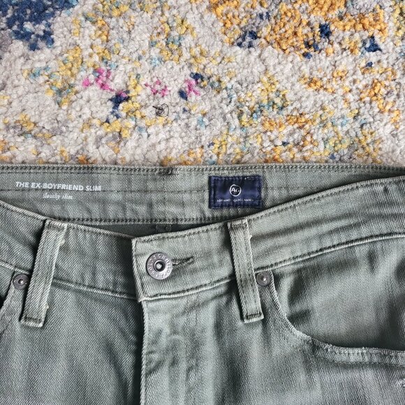 AG Ex boyfriend Slouchy Slim Jeans in Olive Green - Picture 6 of 11